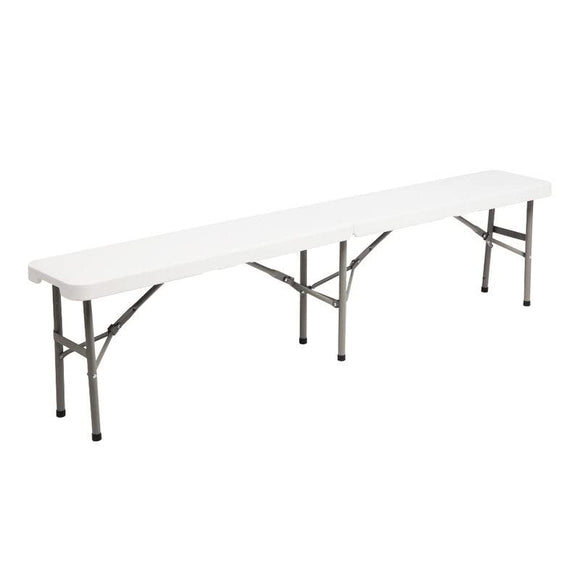 Outdoor 6 Ft. Portable Plastic Bench Perfect for Party and Picnic White Water Resistant Waterproof