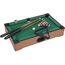 Mini Table Top Pool Set Green Fabric Plastic Wood Balls Included