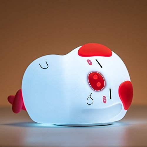 Silicone Tap Color Changing Animal Night Light Remote - Sleepy Piggy 6.5 X 4 4.6