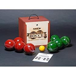 Mahogany Stained Wood Box Tournament Ball Set Green