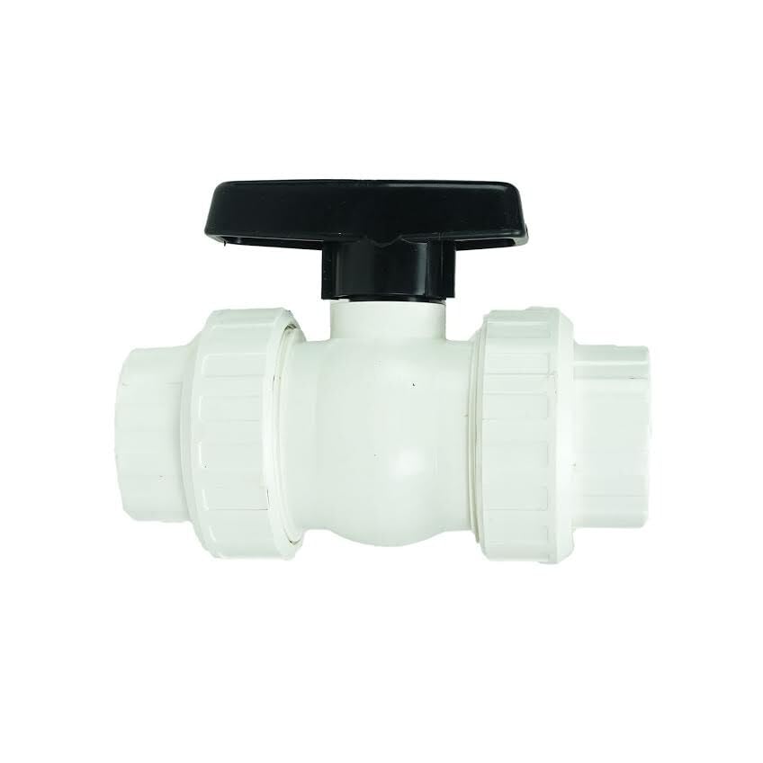 7" White and Black Hydrotools Swimming Pool Abs Female Socket Ball Valve Plastic