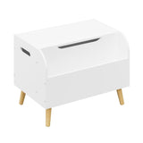 Wooden Kids Toy Box with Front Bookshelf and Flip-top Lid White Modern