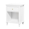 Wooden Nightstand with One Drawer Shelf for Kids Adults White