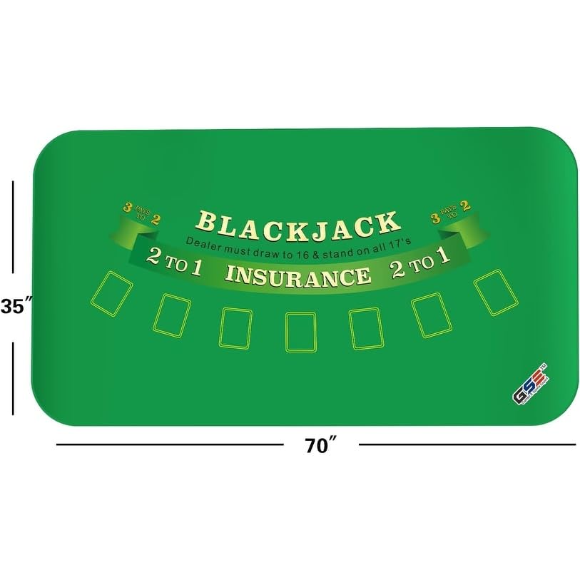 70"x35" Casino Blackjack Layout Mat with Carrying Bag Non-Slip