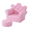 Crown-Shaped Backrest Kids Sofa with Footstool Pink Modern Contemporary Fairytale Plastic Wood Finish