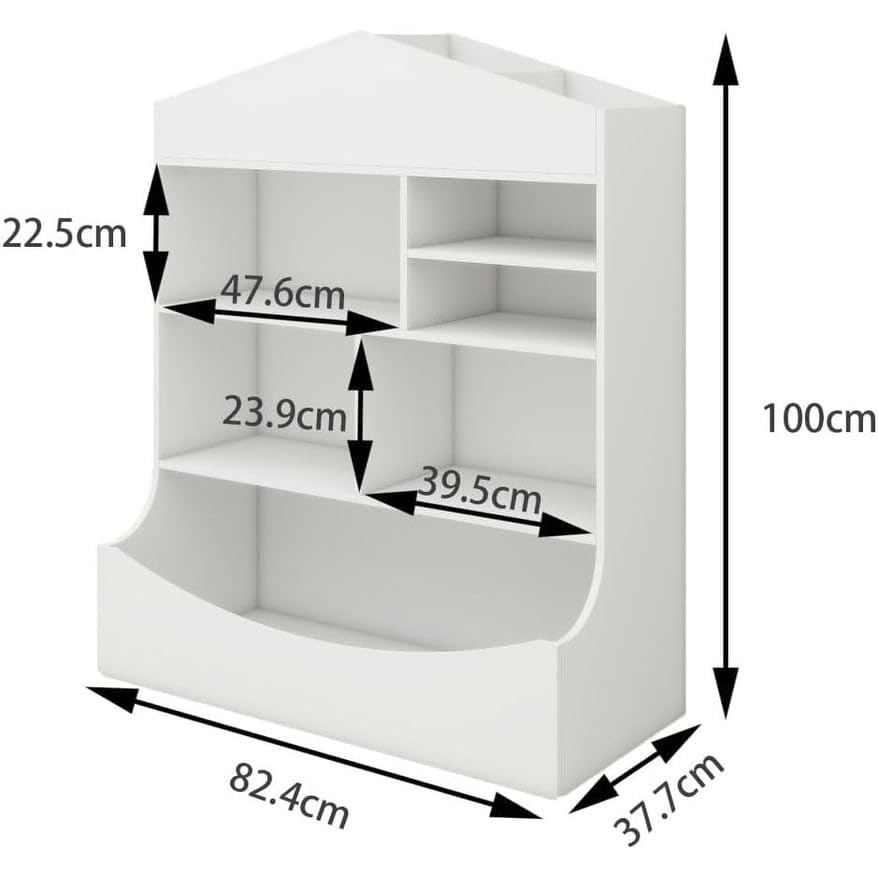 Toy Storage Multi Shelf Cubby for Books Toys 4 Tier Wooden Open