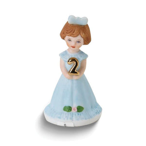 Birthday Girls Brunette Age 2 Porcelain Bisque Figurine Multi Color