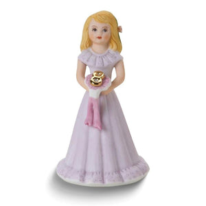 Birthday Girls Blonde Age 8 Porcelain Bisque Figurine Multi Color