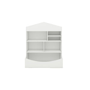 Toy Storage Multi Shelf Cubby for Books Toys 4 Tier Wooden Open Bookcase White Wood