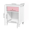 Wooden Nightstand with One Drawer Shelf for Kids Adults Pink White