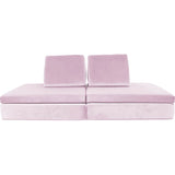 Lounger Kids Play Couch with 2 Foldable Base Cushions and Triangular Pillows in Lionfish Pink Solid Children's Foam Removable