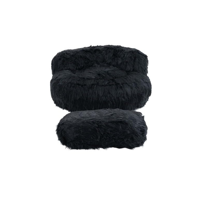 Bean Bag Chair Fur Lazy Sofa Lounger Living Room Black Solid Modern