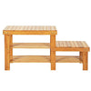 2 Tiers Bamboo Shoe Rack Bench with Heights-seat for Kids Adult Yellow