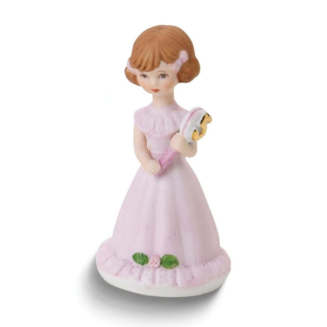 Growing Up Birthday Girls Brunette Age 5 Porcelain Bisque Figurine Multi Color