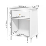 Wooden Nightstand with One Drawer Shelf for Kids Adults White