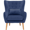 Critter Sitters Faux-Velvet Wingback Accent Chair with Lumbar Pillow and Wooden Legs, Armchairs and Accent Chairs for Living Room, Bedroom, Office, or Nursery, Comfortable Navy Blue Decorative Chair