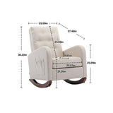 High Back Rocking Chair Armchair Nursery Fabric Padded Seat Beige Grey