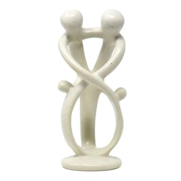 Global Crafts Natural 8-inch Tall Soapstone Family Sculpture - 2 Parents 2 Children