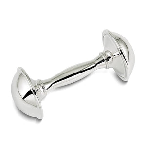 Silver-Plated 4.25in Baby Rattle in Wooden Keepsake Box Silver Traditional Metal Chrome Finish