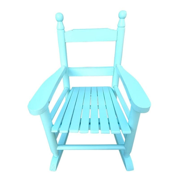 Patio Outdoor Light Blue Wooden Children's Rocker Chair Modern Contemporary Wood Finish Arm Chairs