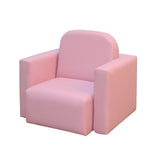 2-in-1 Multifunctional Kids Sofa Convertible Table and Chair Set for 3 Years Old Boys Girls Pink Velvet Childproof Closure