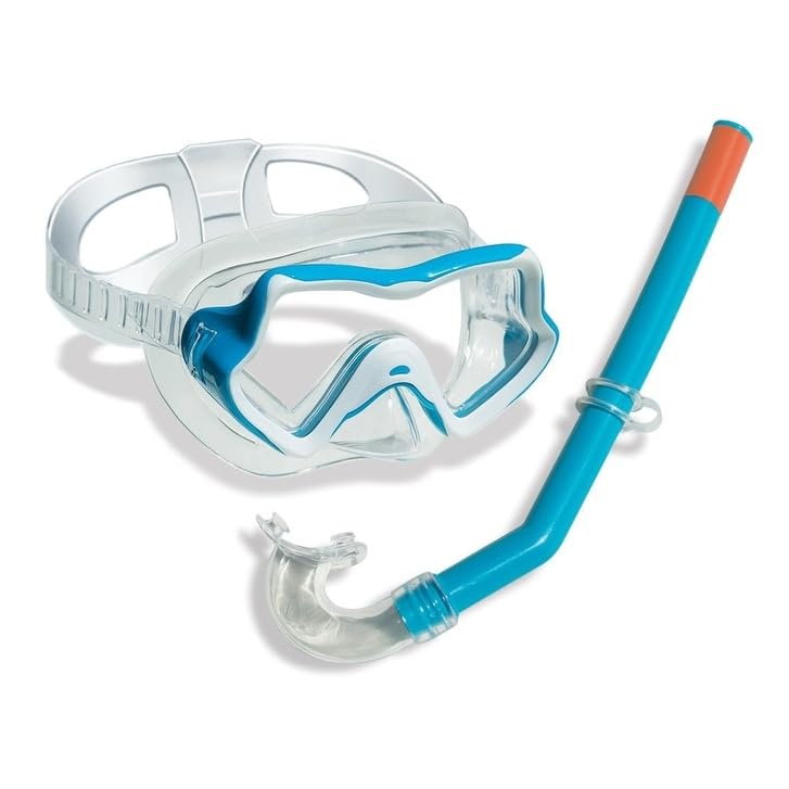 Blue Children's Water Sports Silicone Swimming Goggle and Snorkel Set Plastic