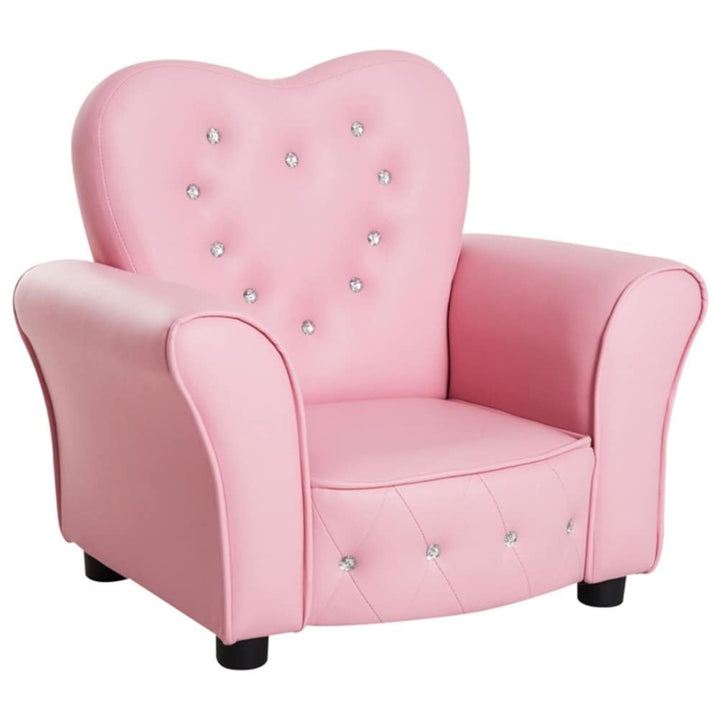 Kids Tufted Upholstered Chair rincess Couch with Diamond Decoration