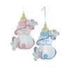 Baby's 1st Christmas Bottle with Birds Ornaments for Personalization 2 Assorted Ceramic