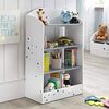 Kids Bookshelf Grey White Modern Contemporary Transitional MDF Painted Includes Hardware