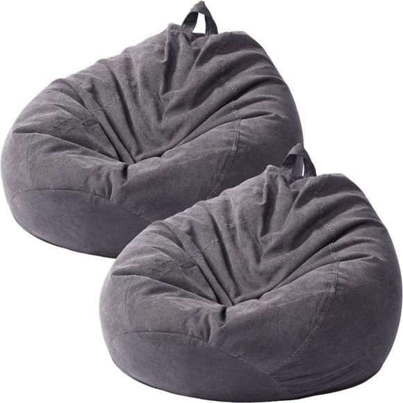 2 Pcs Storage Bean Bag Chair Cover (Dark Grey) Grey Contemporary Polyester