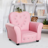 Kids Tufted Upholstered Chair Princess Couch with Diamond Decoration Pink Modern Contemporary Fairytale Wood Finish