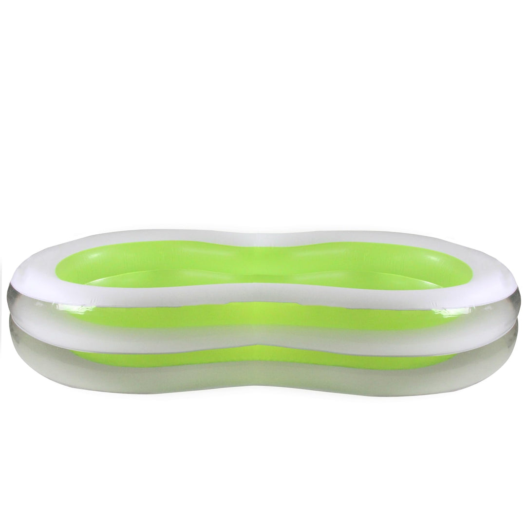 94.5" Green and White Inflatable Figure 8 Swimming Pool Plastic