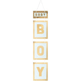 Gold Foil Hanging Sign for Boy Baby Shower (4 Pack) Blue