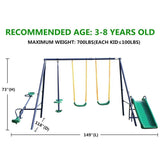 Outdoor Backyard Children Activity Set Swing Glider Slide and