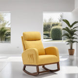 Mid-Century Nursery Rocking Arm Chair with Side Pocket Living Room