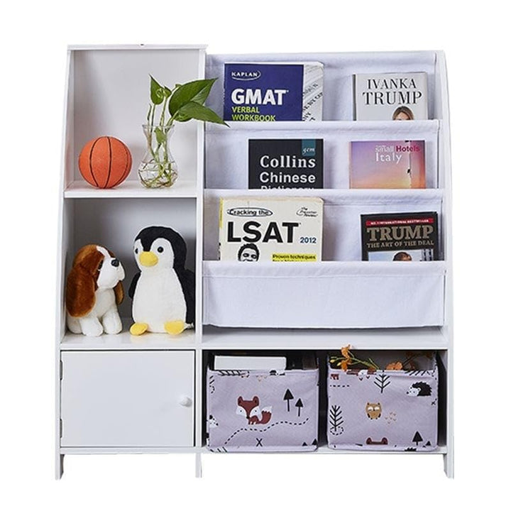 Kids Bookcase with Toy Storage White Modern Contemporary MDF Wood