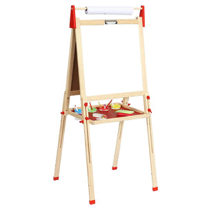 Easy Playhouse Easel for Kids, Wooden Whiteboard & Chalkboard Easel | Adjustable Height, Double-Sided Art Easel for Children