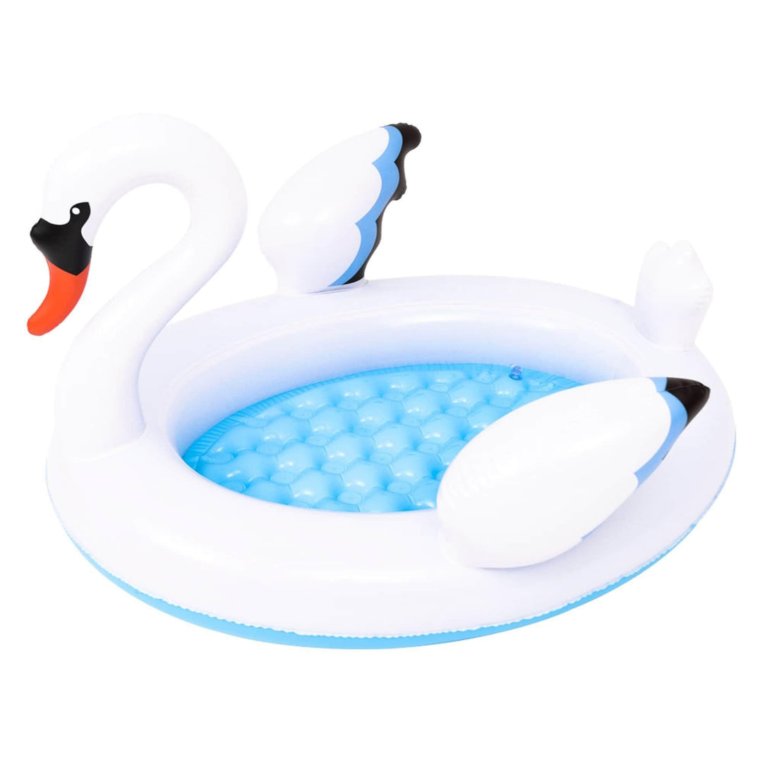 42.5" Inflatable White and Blue Swan Pool Plastic