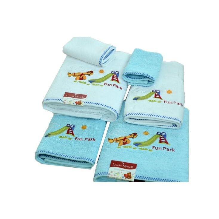 Lucia Minelli Kid's Embroidered Fun Park Design 6-Piece Soft Turkish Cotton Towel Set Pink