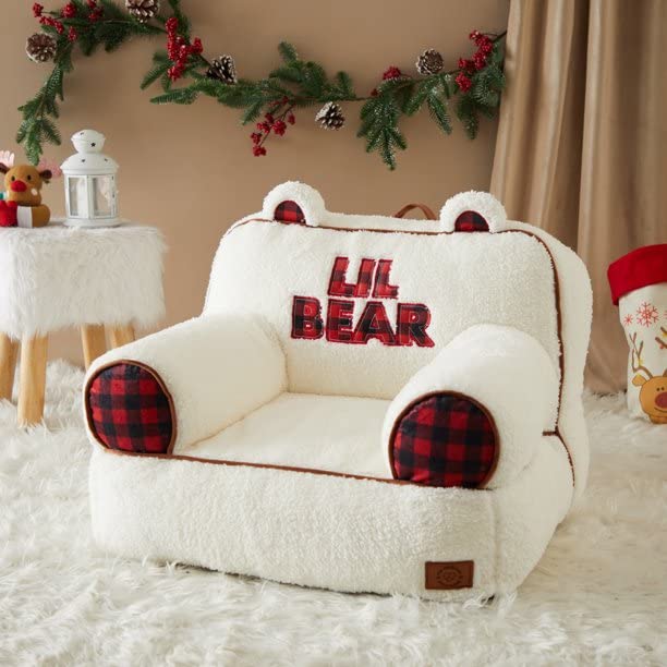Dearfoams and Buffalo Check Sherpa Plush Bean Bag Chair with