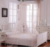 Girls Light Pink Hanging Brown Bed Canopy, Ceiling Bed Frame Draperies Bedroom Mosquito Netting to Floor Net Wooden Round Hoop Canopies See Through Modern Stylish Princess Childrens Adults, Polyester