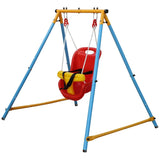 Baby Toddler Indoor/Outdoor Metal Swing Set with Safety Belt for