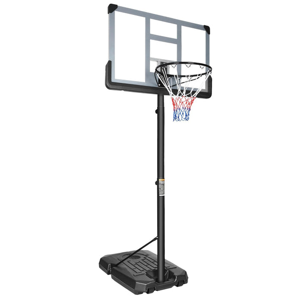 Portable Basketball Hoop Backboard System Stand Height Adjustable 6.6ft 10ft with 44 Inch and Wheels Black Iron