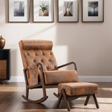 Rocking Chair with Ottoman Upholstered Fabric Armchair Nursery Cushion