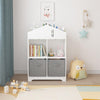 2-Tier Kids Bookcase with Storage and Collapsible Fabric Drawers White