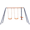 3 in 1 Children Kids Swing Set for Backyard Blue Modern Contemporary Metal