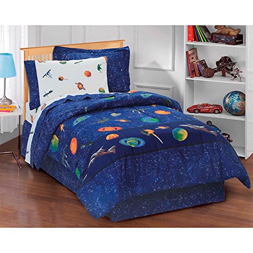 Kids Sun Moon Stars Comforter Set Outer Space Galaxy Invaders