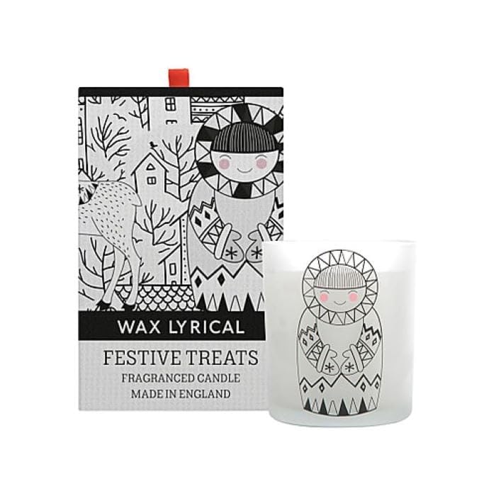 Baby Its Cold Outside Festive Treats Scented Candle Up to 50 Hours-Burn Time Black White Modern Contemporary Glass