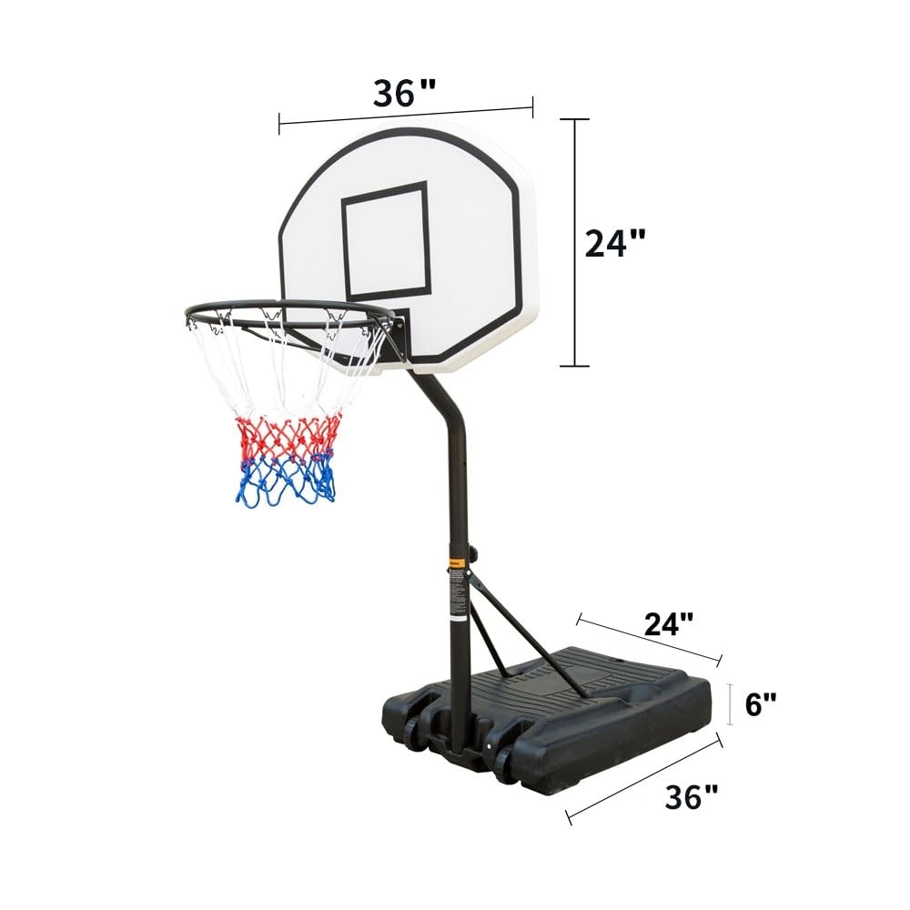 Portable Basketball Hoop 3.1ft to 4.7ft Height-Adjustable System