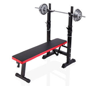 Folding Weight Bench With Rack Adjustable Lifting Strength Training Black